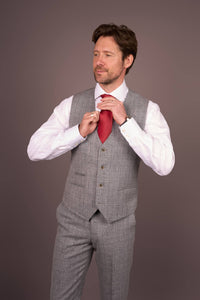 Abito da uomo slim fit a 3 pezzi con motivo a quadri classici grigi