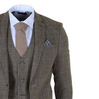 Abito da uomo a 3 pezzi slim fit classico a quadri marrone chiaro
