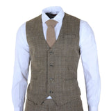 Abito da uomo a 3 pezzi slim fit classico a quadri marrone chiaro