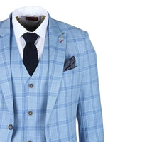 Plowman - Men's Light Blue Checked Blazer