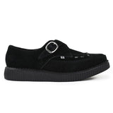Scarpe platform a punta in camoscio nero con fibbia a monachella