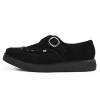 Scarpe platform a punta in camoscio nero con fibbia a monachella