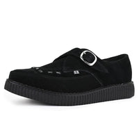 Scarpe platform a punta in camoscio nero con fibbia a monachella