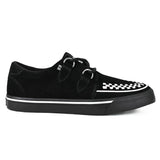 Scarpe da ginnastica a punta Creeper, scarpe con plateau in camoscio bianco e nero