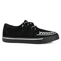 Scarpe da ginnastica a punta Creeper, scarpe con plateau in camoscio bianco e nero