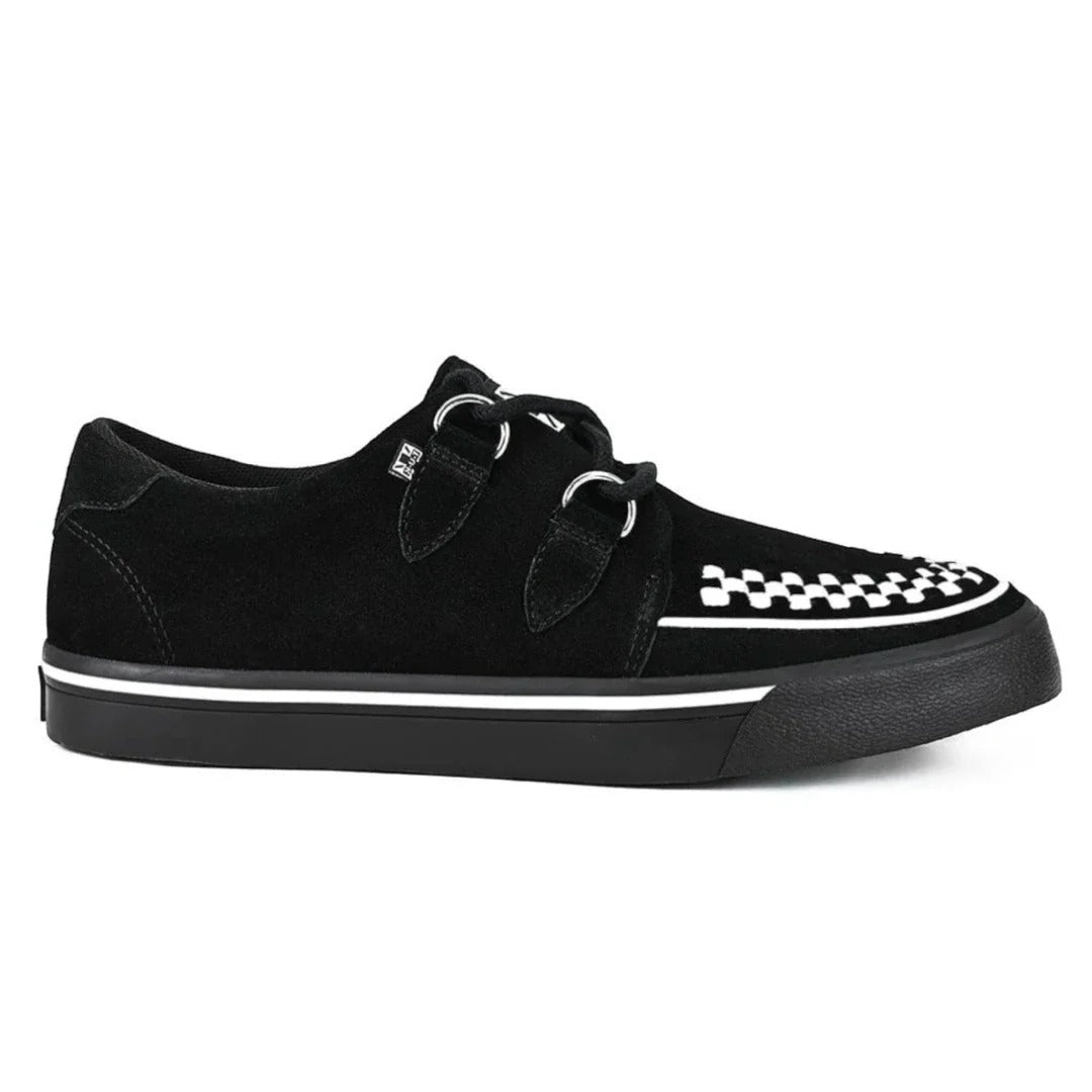 Scarpe da ginnastica a punta Creeper, scarpe con plateau in camoscio bianco e nero