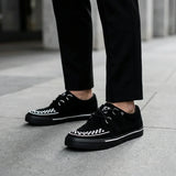 Scarpe da ginnastica a punta Creeper, scarpe con plateau in camoscio bianco e nero