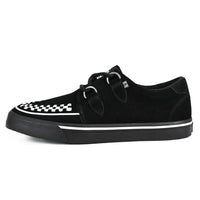 Scarpe da ginnastica a punta Creeper, scarpe con plateau in camoscio bianco e nero
