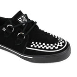 Scarpe da ginnastica a punta Creeper, scarpe con plateau in camoscio bianco e nero