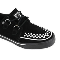 Scarpe da ginnastica a punta Creeper, scarpe con plateau in camoscio bianco e nero