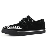 Scarpe da ginnastica a punta Creeper, scarpe con plateau in camoscio bianco e nero