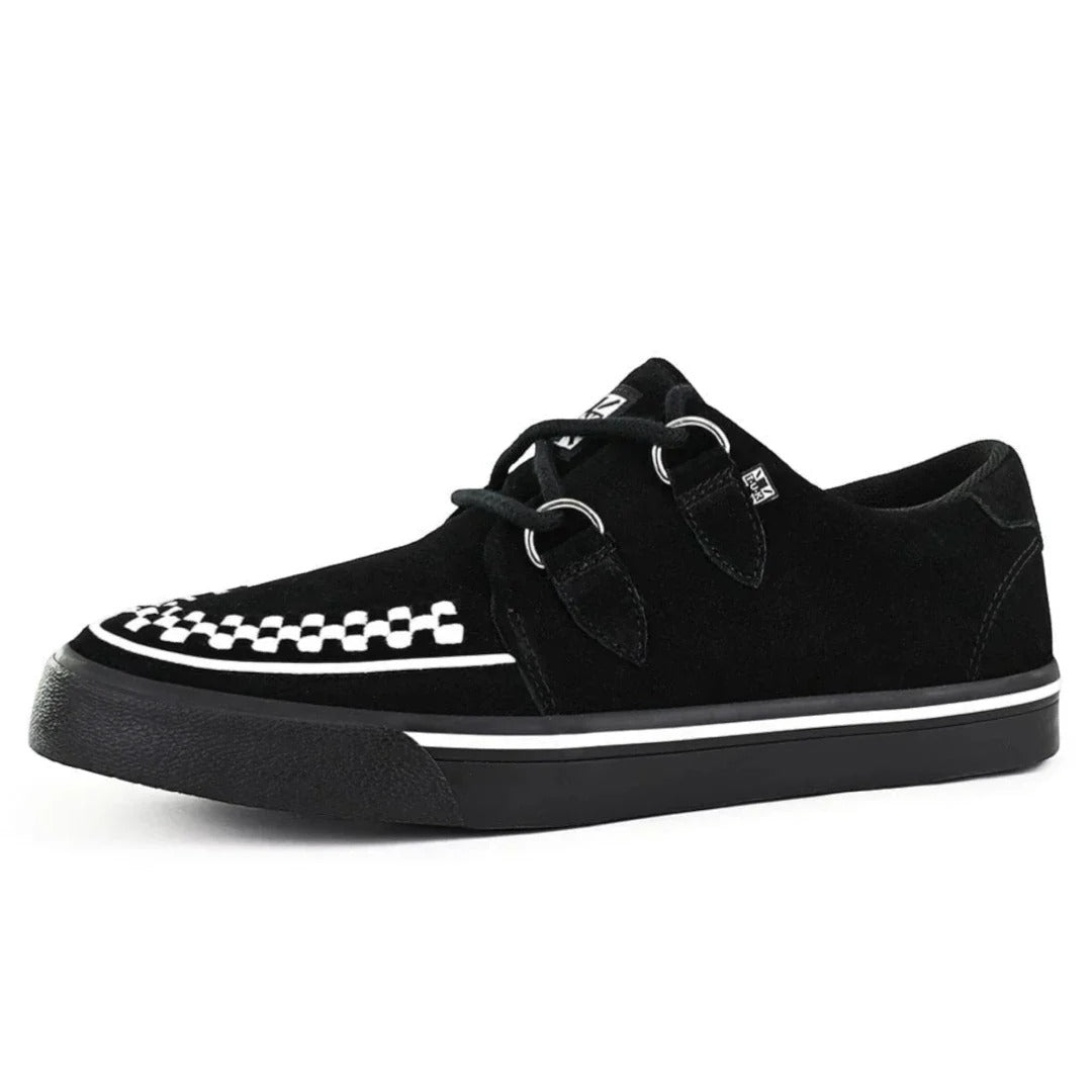 Scarpe da ginnastica a punta Creeper, scarpe con plateau in camoscio bianco e nero