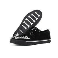 Scarpe da ginnastica a punta Creeper, scarpe con plateau in camoscio bianco e nero