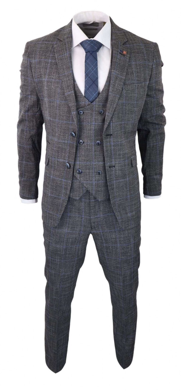 Cavani Power - Grey Glen Check 3 Piece Suit