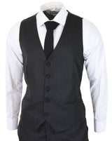 Black Pinstripe 3 Piece Suit - RC20-02