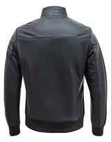 Real Lamb Leather Black Bomber Jacket for Men Regular Fit - B210