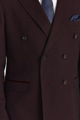 Regent - Blazer doppiopetto a quadri color bordeaux da uomo