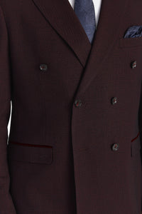 Regent - Blazer doppiopetto a quadri color bordeaux da uomo
