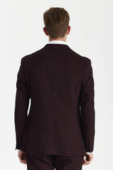 Regent - Blazer doppiopetto a quadri color bordeaux da uomo