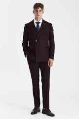 Regent - Blazer doppiopetto a quadri color bordeaux da uomo