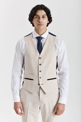 Regent - Gilet a quadri color crema da uomo