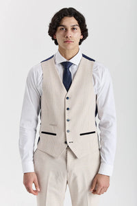 Regent - Gilet a quadri color crema da uomo