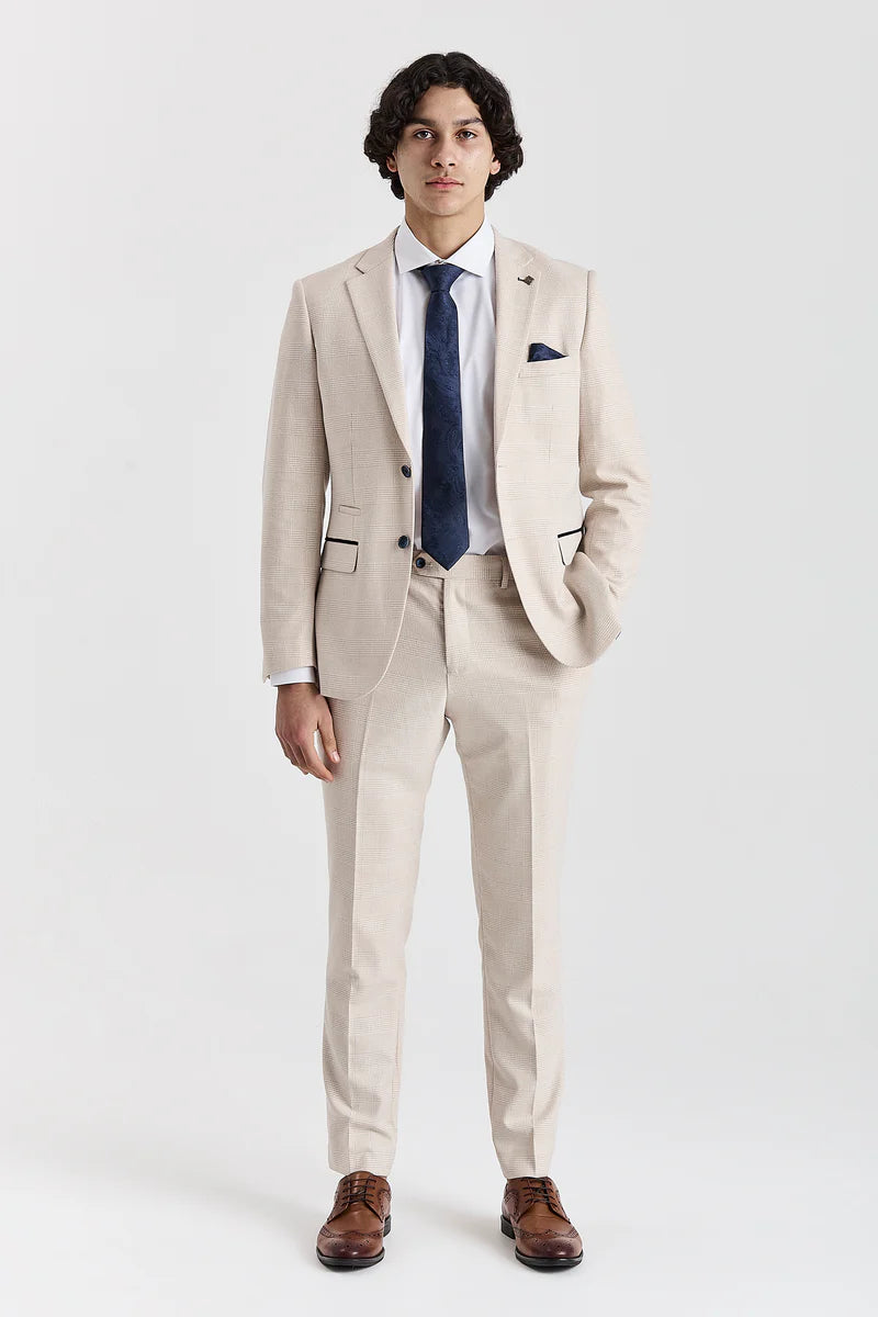 Regent - Blazer a quadri color crema in stile matrimonio per uomo