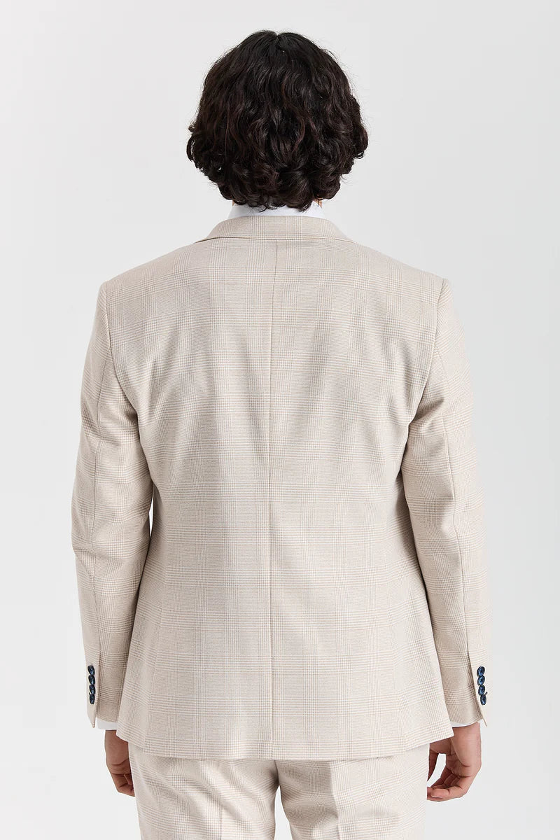 Regent - Blazer a quadri color crema in stile matrimonio per uomo