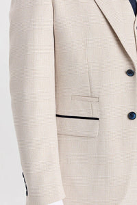 Regent - Blazer a quadri color crema in stile matrimonio per uomo
