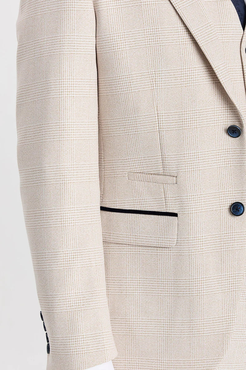 Regent - Blazer a quadri color crema in stile matrimonio per uomo