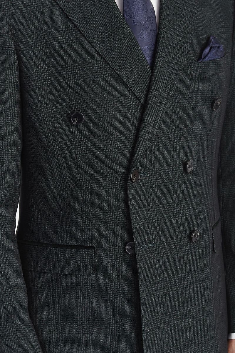 Regent - Blazer doppiopetto a quadri verdi da uomo