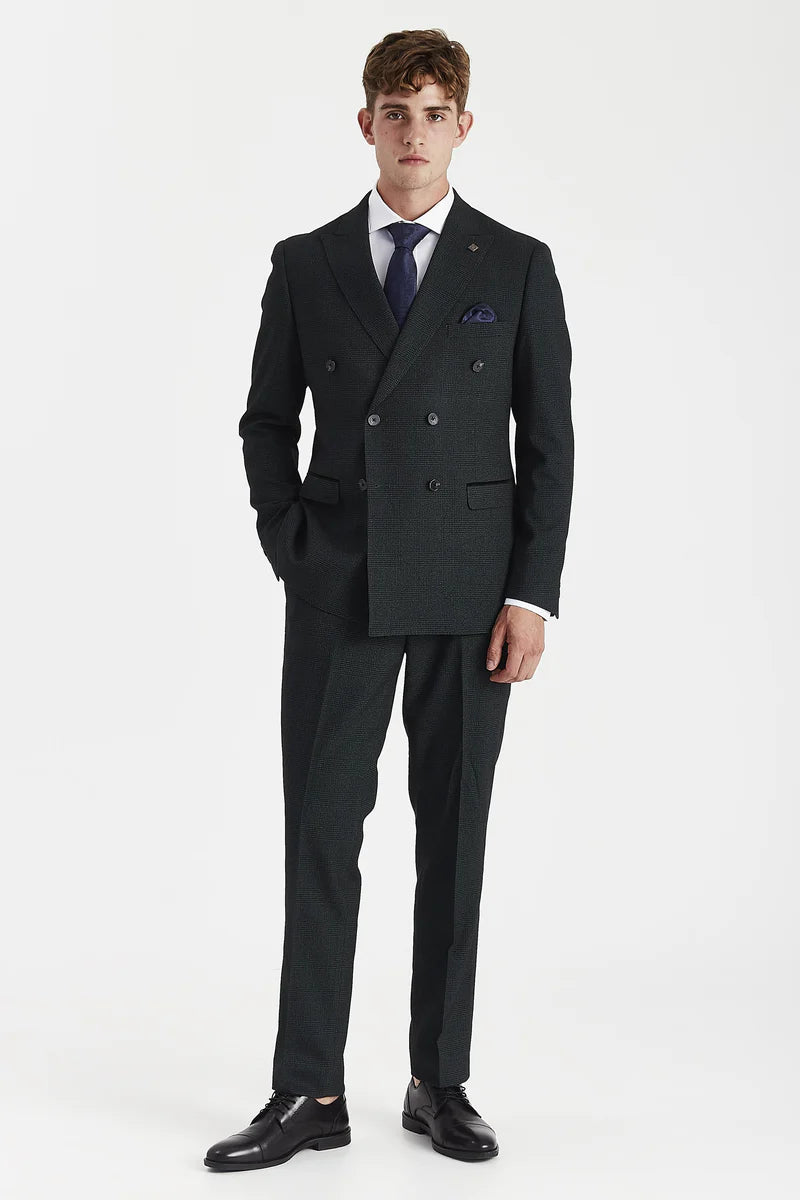 Regent - Blazer doppiopetto a quadri verdi da uomo