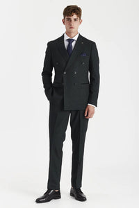 Regent - Blazer doppiopetto a quadri verdi da uomo