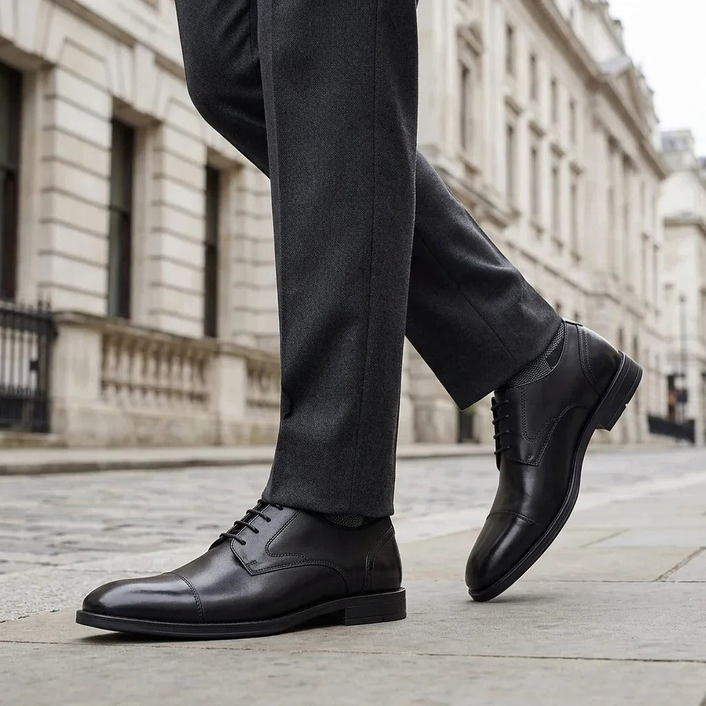 Regent - Scarpe Derby da uomo in pelle nera lucida