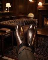 Regent - Scarpe Derby da uomo in pelle marrone scuro lucida