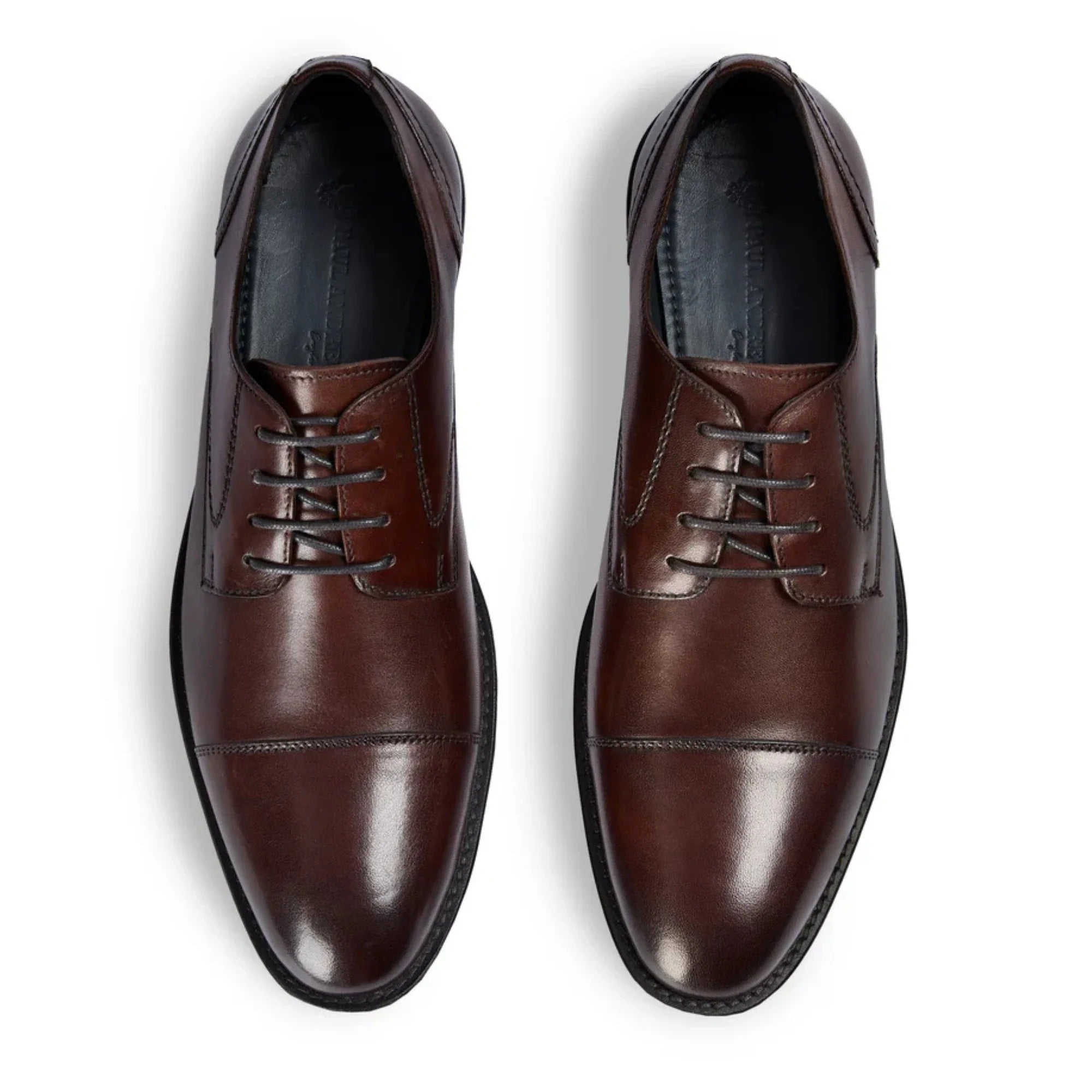 Regent - Scarpe Derby da uomo in pelle marrone scuro lucida
