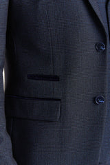 Regent - Blazer da uomo su misura a quadri blu navy