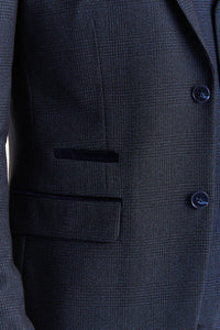 Regent - Blazer da uomo su misura a quadri blu navy