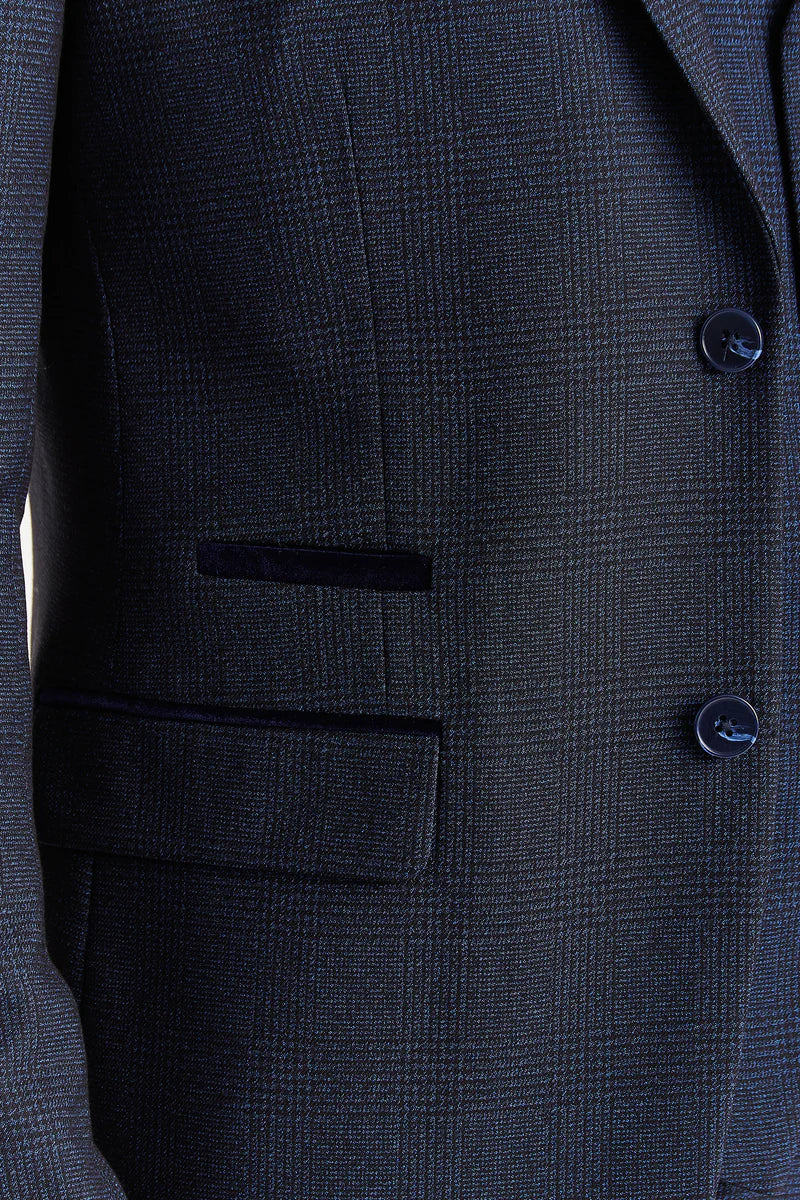Regent - Blazer da uomo su misura a quadri blu navy