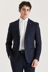 Regent - Blazer da uomo su misura a quadri blu navy