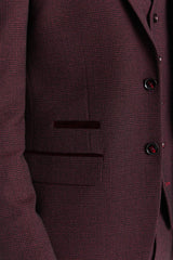 Regent - Blazer sartoriale a quadri color vino da uomo