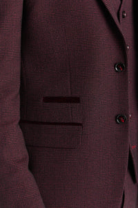 Regent - Blazer sartoriale a quadri color vino da uomo