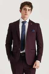 Regent - Blazer sartoriale a quadri color vino da uomo
