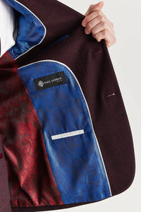 Regent - Blazer sartoriale a quadri color vino da uomo