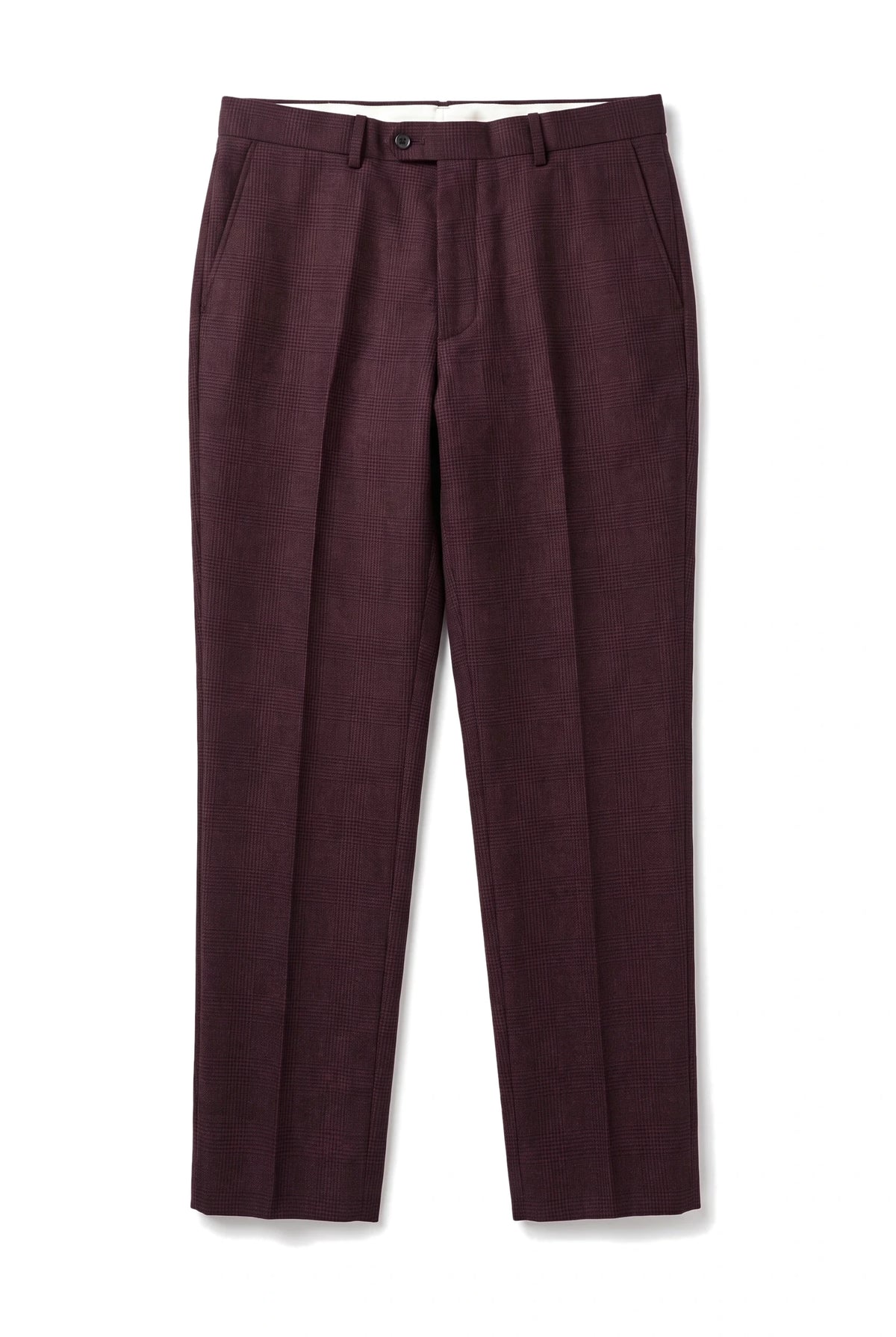 Regent - Pantaloni da uomo a quadri color vino