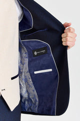Abito a quadri blu navy Regent con gilet color crema Regent a contrasto