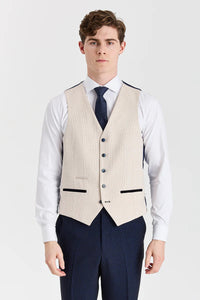 Abito a quadri blu navy Regent con gilet color crema Regent a contrasto