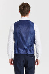 Abito a quadri blu navy Regent con gilet color crema Regent a contrasto