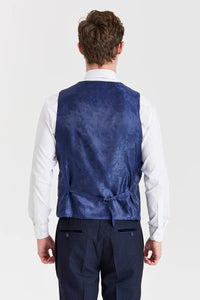 Abito a quadri blu navy Regent con gilet color crema Regent a contrasto