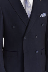 Regent - Blazer doppiopetto a quadri blu navy da uomo